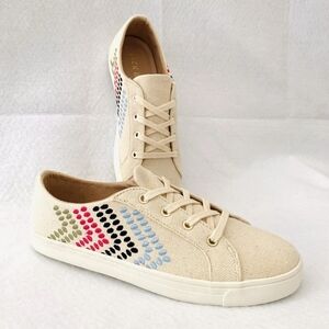 Jack Rogers Luna Lace Up Canvas Sneaker Embroidered Size 7